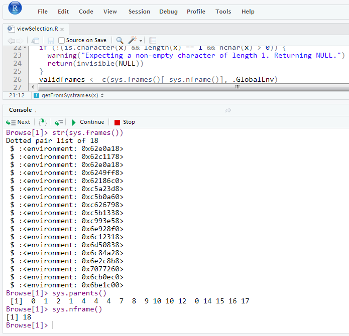 Example of sys.frames